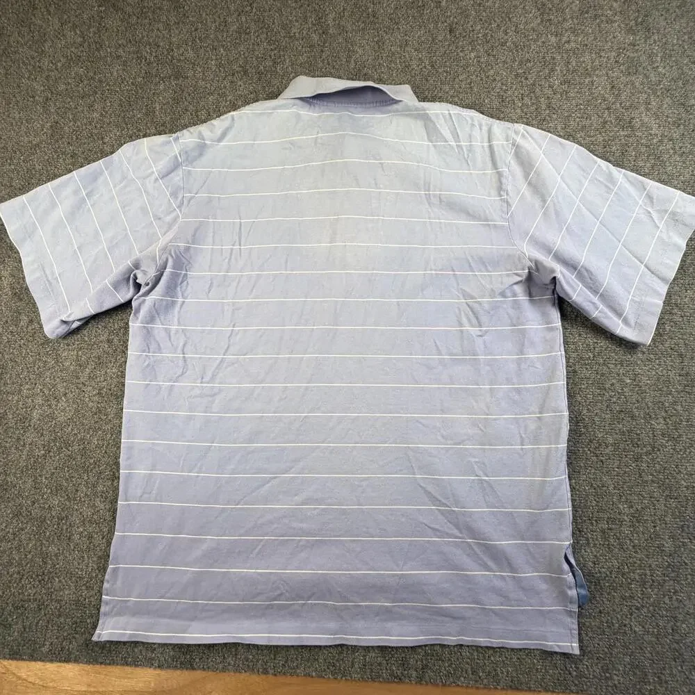 Polo Golf Ralph Lauren Light Blue Striped Pima Cotton Polo Shirt Mens‎ Large